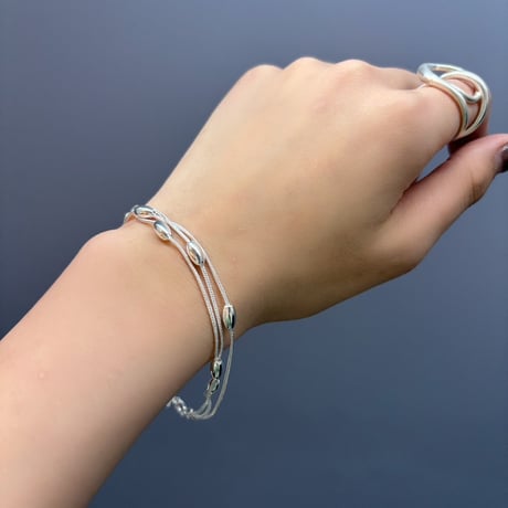 2604BR0127 / Beans layered chain Bracelet（Silver）