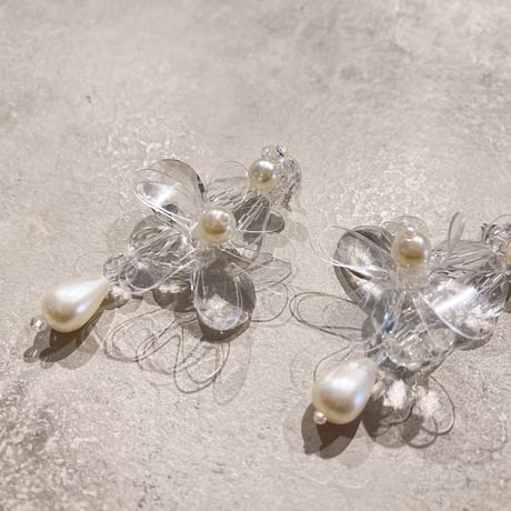 Clear flower drop pearl pierce（Clear）/ 2210_PR0514