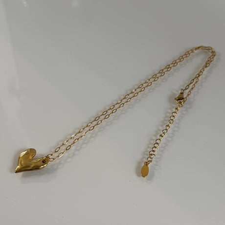 2603NC0382 / Craft Heart plate chain Necklace（Gold）