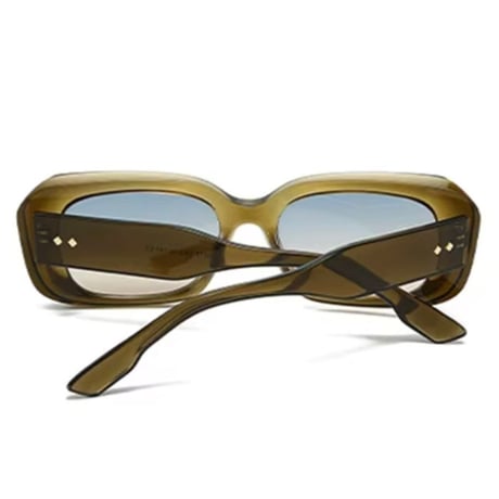 【 Select 】Vintage Retro Square Style Sunglasses (Olive Green/Blue Tea)