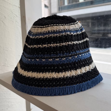 2411KC130002BB(S) / Border crochet Hat（Black）