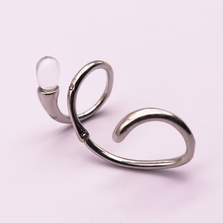 Twisted Rhinestone Adjustable Opening ring （Silver） /  2107-RG120