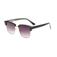 【 Select 】Retro Square Semi Metal Sunglasses (Black/Gradient)