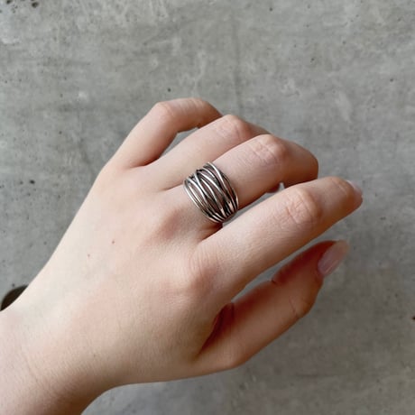 2406RG0475 / Layer line cross ring（Silver)