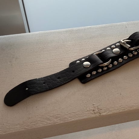 2606BR0139 / Leather Studs Bracelet（Black）