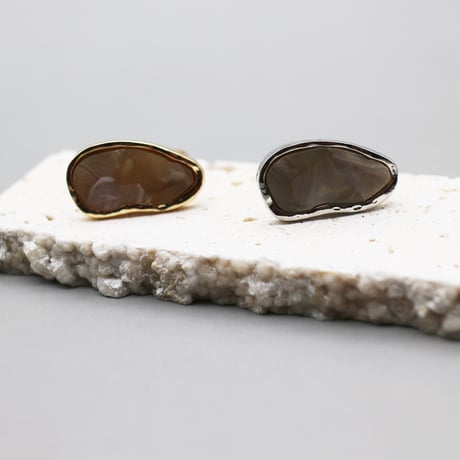 Acrylic Marble Deformation oval Ring（Silver） /  2110-RG132