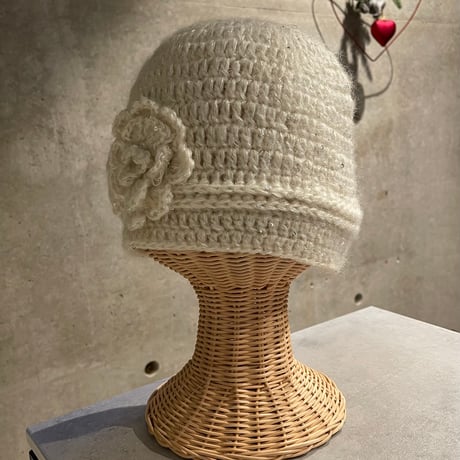 2412HW0065(S)/  Flower knit beanie（White）