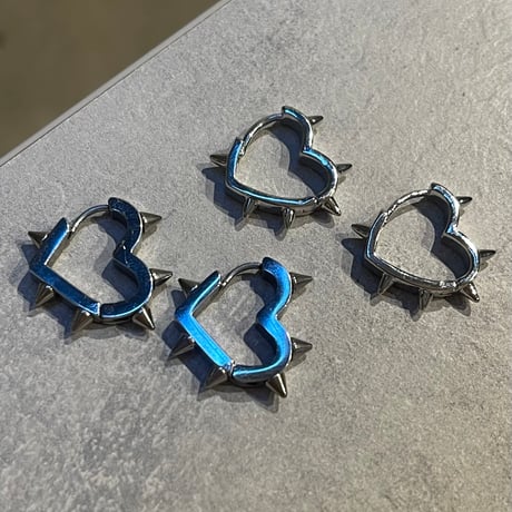 2508PR0801 / Thorn Heart shape Hoop pierce（Silver/T0.1）