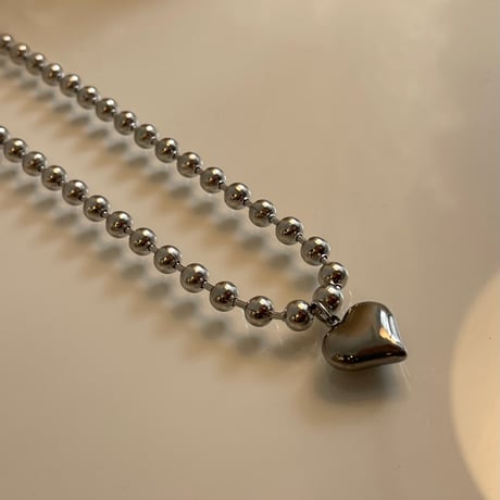 2407NC0253 / Ball chain heart necklace（Silver）