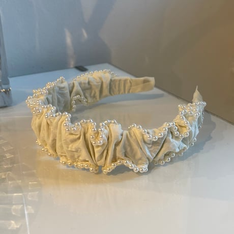 2311HA0039 / Wave pearl line headband (White)