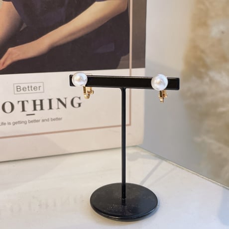 23SSER002  /  Simple pearl Clip Earrings（Pearl）