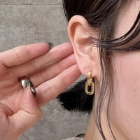 Oval Double Link Geometric Pierce（Gold）/ 2110_PR0313
