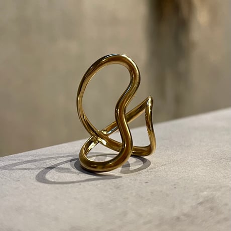 2410RG0521 / Cross asymmetry wave design ring（Gold）