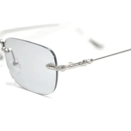 【 Select 】Metal Flame Rimless Squarer Sunglasses #1 (Silver/Lt.Grey)