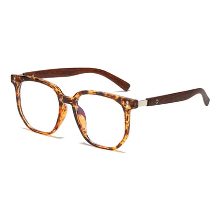 【 Select 】 Metal Artificial Wood Vintage Sunglasses (Leopard/Clear )