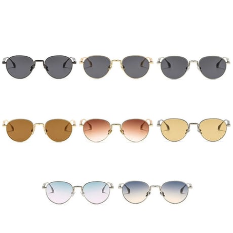 【 Select 】Retro Metal Round Sunglasses (Gold/Tea)