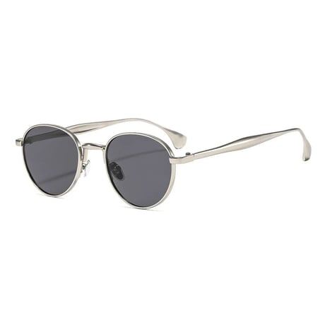 【 Select 】Retro Metal Round Sunglasses (Silver/Black)