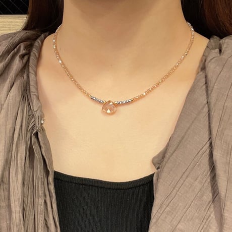 Small crystal beads Choker Necklace（#01）  /  2106-NC058