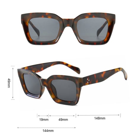 【 Select 】Vintage Retro Square Hollows Design Sunglasses (Clear/Beige)