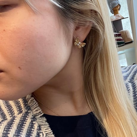 2503PR0768 / mini butterfly  pearl Pierce（Gold)