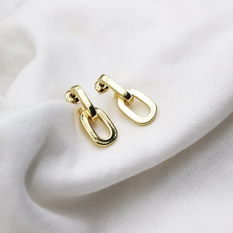 Oval Double Link Geometric Pierce（Gold）/ 2110_PR0313