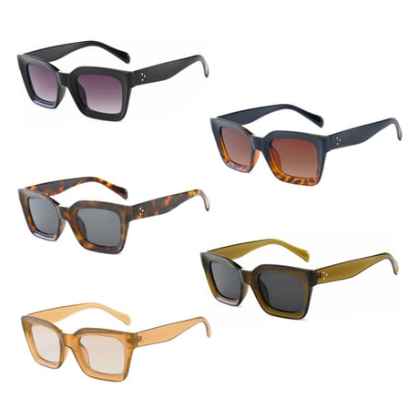 【 Select 】Vintage Retro Square Hollows Design Sunglasses (Clear/Beige)