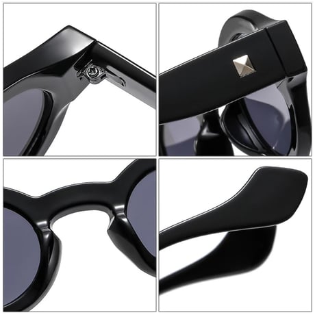 【 Select 】Vintage Small Round Sunglasses (Black/Grey)