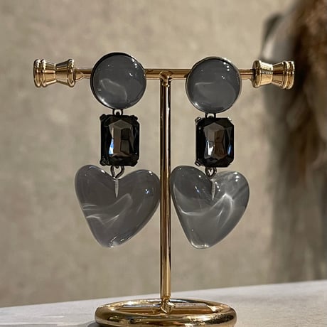 2410PR0728 / Heart crystal pierce（Gray）