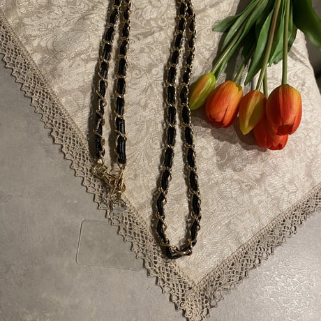 2211_GS0026（S） / Leather chain phone shoulder(Black)