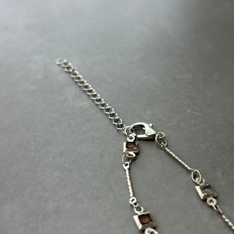 2606NC0398 / Cororful square stone Necklace（Silver）