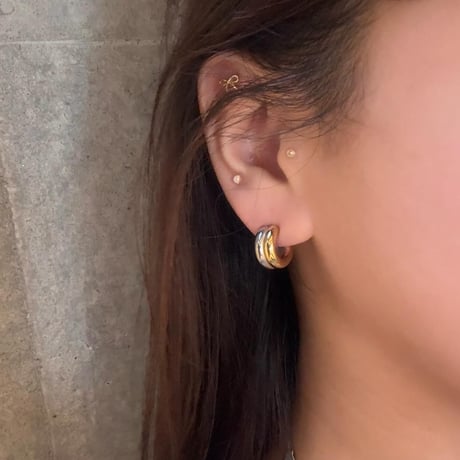 2501PR0740 / Bi-color hoop pierce（Silver/Gold）