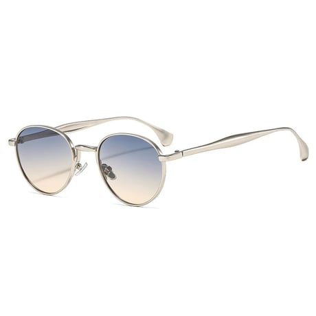 【 Select 】Retro Metal Round Sunglasses (Silver/Blue Yellow)