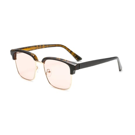 【 Select 】Retro Square Semi Metal Sunglasses (Demi/Champagne)