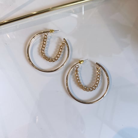 2202_PR0439 / Chain ×hoop pierce（Gold）
