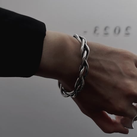 【Select】IM25AC_BRL013 / Braided Bangle #2 （Silver）