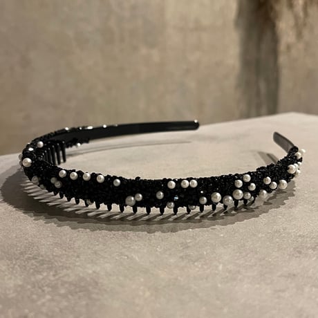 2409HA0081 /  Pearl stone headband（Black）