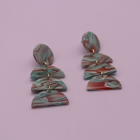Acrylic Multicolor Semicircle Pierce （Marble）   /   2104-PR0125