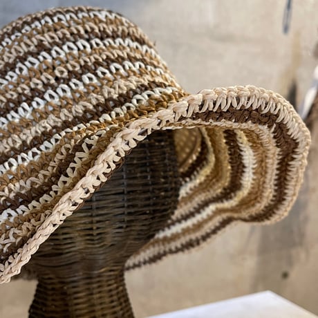 2503HW0078(S) / Wired Border Paper Hat（Brown/Beige）