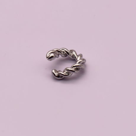Rope Chain Twist Hoop Earcuff （Silver/Small） / EC056