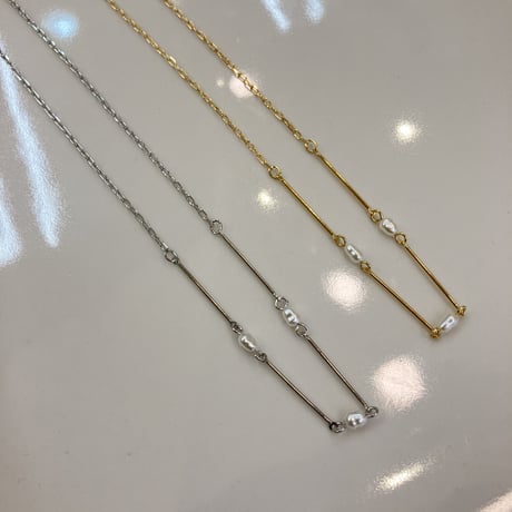 Barropue pearl bar chain Necklace (Gold) / 2212_NC0177