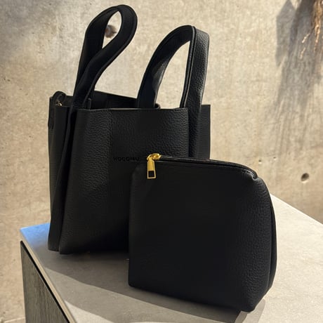 2509BG040(S) / Fake leather 2way sholder bag (Black)