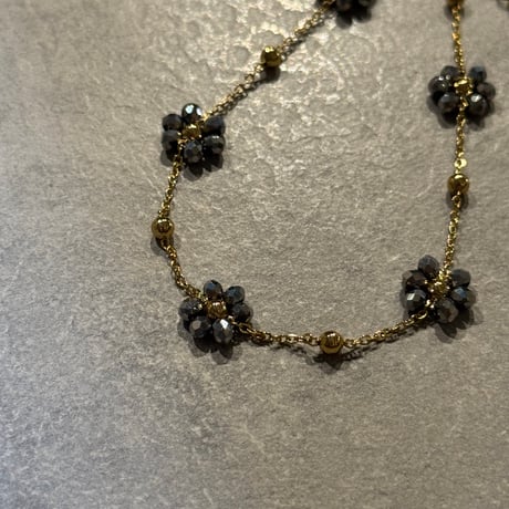 2505BR0087/ Gray beads bracelet（Gold）