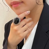 2304RG0282 / antique black stone ring (Silver/Black)