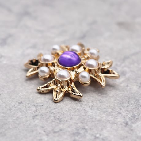 Vintage Rhinestones 8Pearl Brooch（GOLD） / OT-008