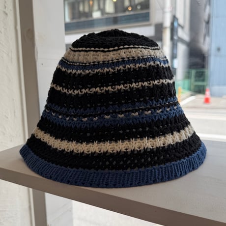 2411KC130002BB(S) / Border crochet Hat（Black）