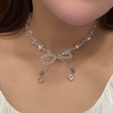 2407NC0259 /  Bijou ribbon necklace（Clear）