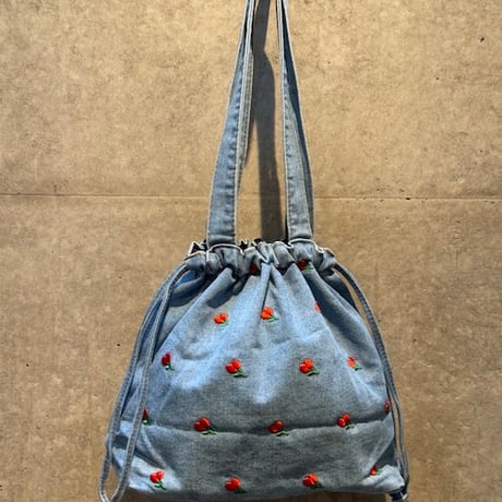 2507BG036(S)/  Flower denim  Bag (Light Blue)