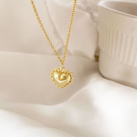 Smooth Lace Love Heart Charm Bracelet（Gold）/ 2111_BR0126