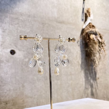 Clear flower drop pearl pierce（Clear）/ 2210_PR0514