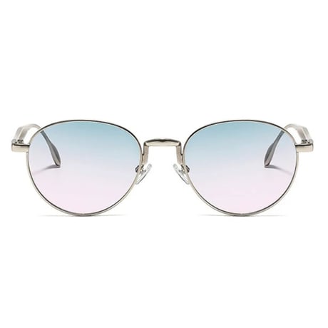 【 Select 】Retro Metal Round Sunglasses (Silver/Green Pink)